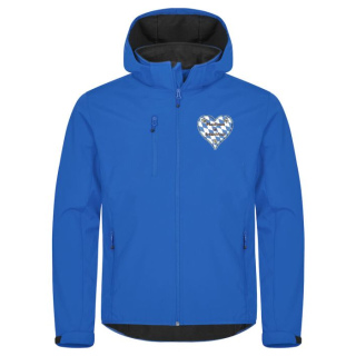 Schwillacher Maibaumfreunde Softshelljacke mit Kapuze blau incl. Druck