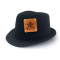 TS Fedora Hut Herren schwarz mit 3 wechselbaren Lederpatch Motive Wegweiser Kompass Taschenuhr Trilby Hat Hipster Cooler Sommerhut (schwarz, S/M)