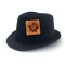 TS Fedora Hut Herren schwarz mit 3 wechselbaren Lederpatch Motive Wegweiser Kompass Taschenuhr Trilby Hat Hipster Cooler Sommerhut (schwarz, S/M)