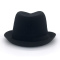 TS Fedora Hut Herren schwarz mit 3 wechselbaren Lederpatch Motive Wegweiser Kompass Taschenuhr Trilby Hat Hipster Cooler Sommerhut (schwarz, S/M)