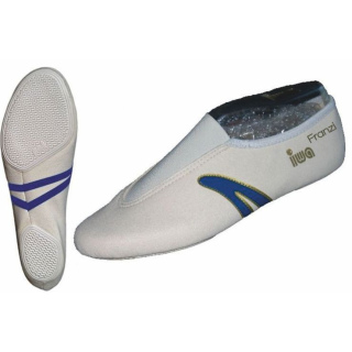 Turner Kunstturnschuh creme mit blauen Streifen
