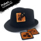 HUT mit 3 wechselbaren Lederpatches gelasert Motive Casino Trilby hat schwarz