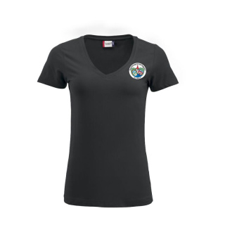 Hauptschützengesellschaft Deggendorf Damen Shirt V-Neck schwarz Brustlogo gestickt