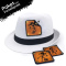 HUT mit 3 wechselbaren Lederpatches bestickt Motive Piraten Trilby hat weiß