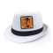 HUT mit 3 wechselbaren Lederpatches bestickt Motive Piraten Trilby hat weiß