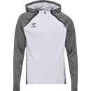 hmlLEAD 2.0 ZIP HOODIE - WHITE/STEEL GRAY