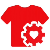 Icon mit T-Shirt und Zahnrad – Symbol für nachhaltige und ressourcenschonende Produktion